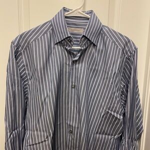 ZEGNA Dark Blue Stripe Dress Shirt